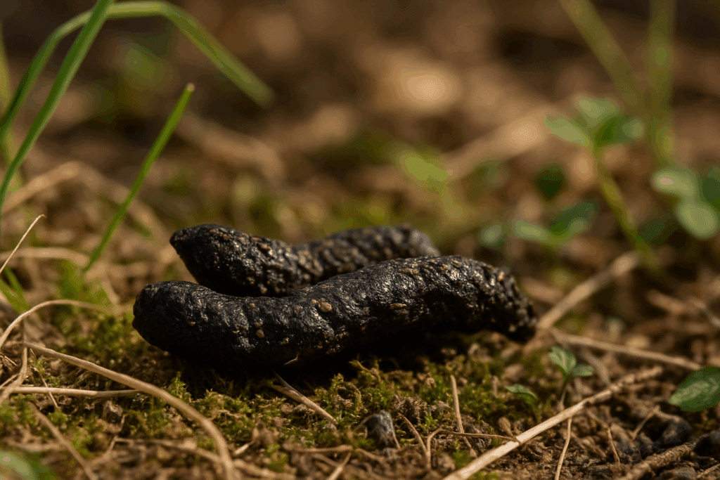 crottes de hérisson dans un jardin