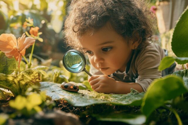 enfant qui touche une limace