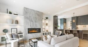 salon épuré chaleureux