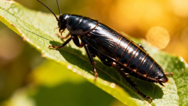 cafard noir dans un jardin