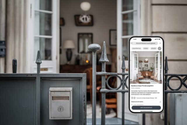Immeuble parisien et annonce Airbnb sur smartphone, symbole de locations illégales
