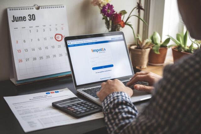 Un propriétaire consulte impots.gouv.fr avec un calendrier au 30 juin